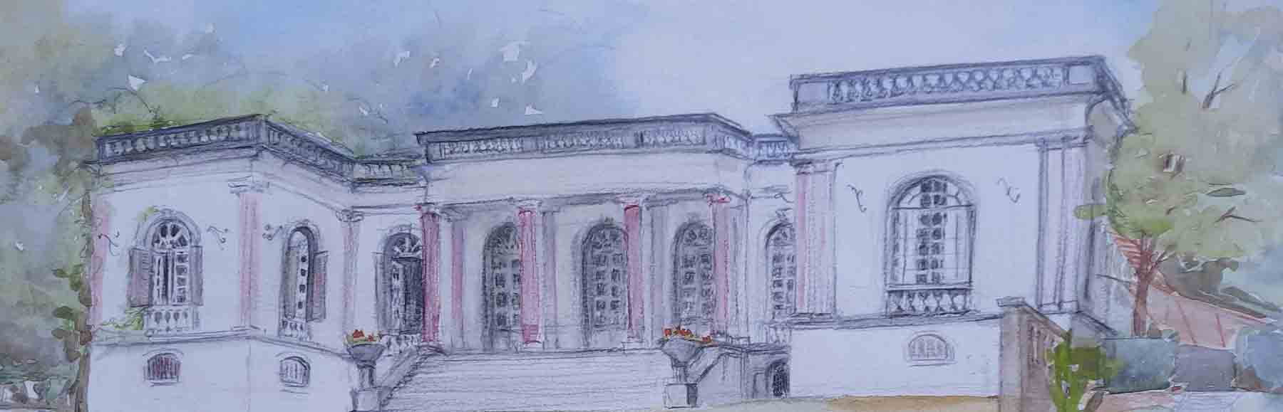 Watercolour of chateau de Pourpry